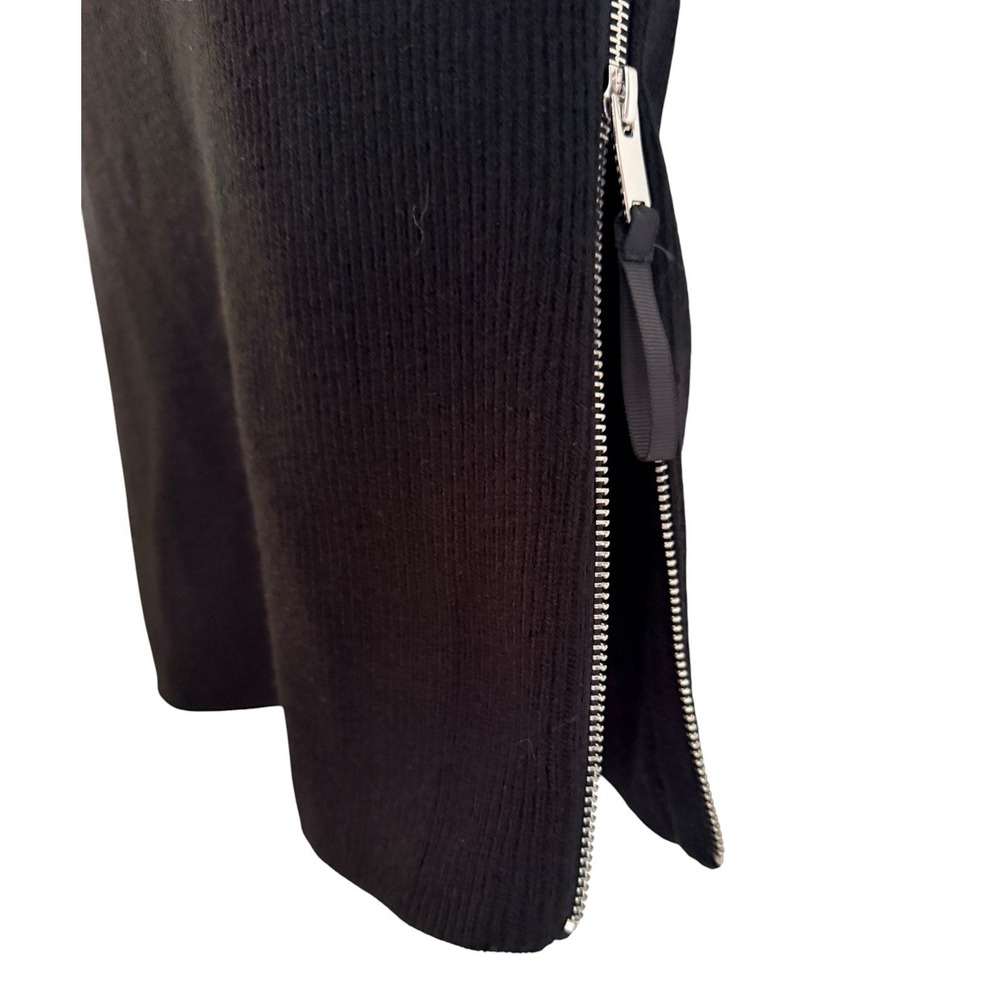 REISS Gabby Knit Sweater Dress M Black Wool Blend Mock Neck Zipper Slit $320 - Picture 6 of 14